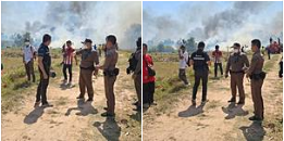 ออกตรวจที่เกิดเหตุเพลิงไหม้ป่าอ้อย